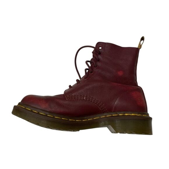 DR MARTENS Burgundy Leather Lace-Up Boots Size 7 - Picture 2 of 16
